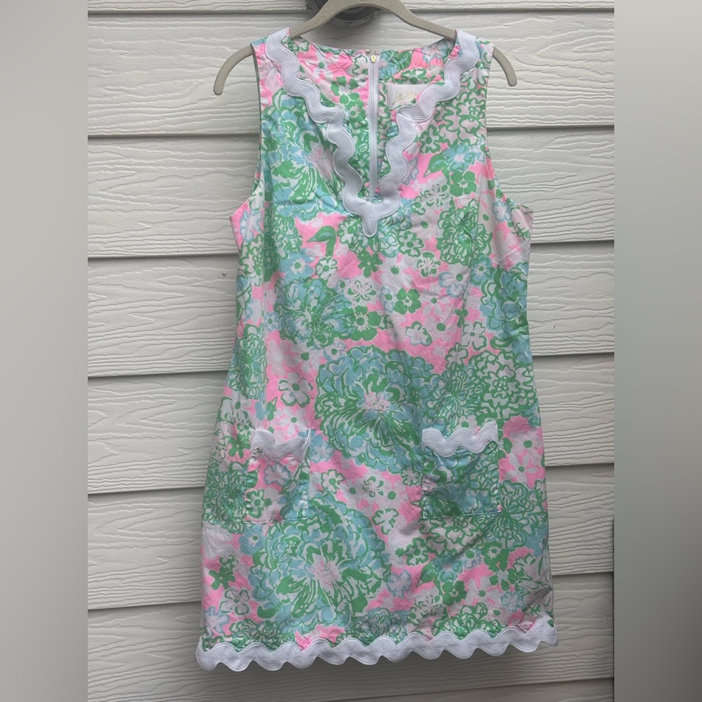 Lilly Pulitzer Romney Tropical Beach Floral Shift Romper Dress Women’s Size 12